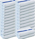 Towels N More 24x48 Soft Poolside Towels - 24 Large Super Absorbent Pool Towel White and Blue Center Stripe - Ideal for Home, Pool, Spa, Gym, Hotel, Motel Rental Room Use - 100% Cotton Bath Towels