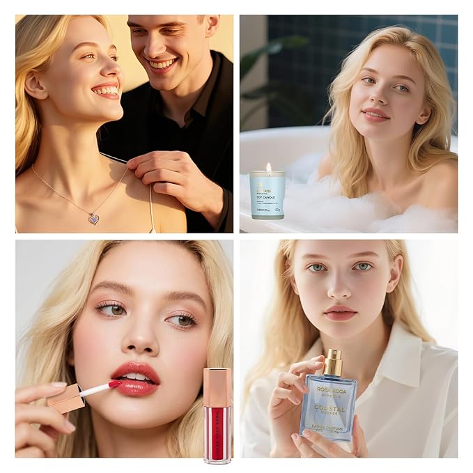 Christmas Gifts for Women, 33 Pcs Bath & Body Spa Gift Set, Face Sheet Mask Skin Care Kit, Ylang Essential Oil Collagen Gel Mask, Leather Bag, Lip Gloss, Face Serum, Skin Cleanser, Mother Day,Birthday