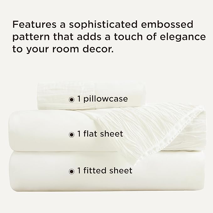 Bedsure Twin Sheets Set - 3 Pieces Soft Twin Bed Sheets - Breathable & Cooling - Hotel Luxury - Easy Care Polyester Microfiber Bedding for Women, Men, Ivory