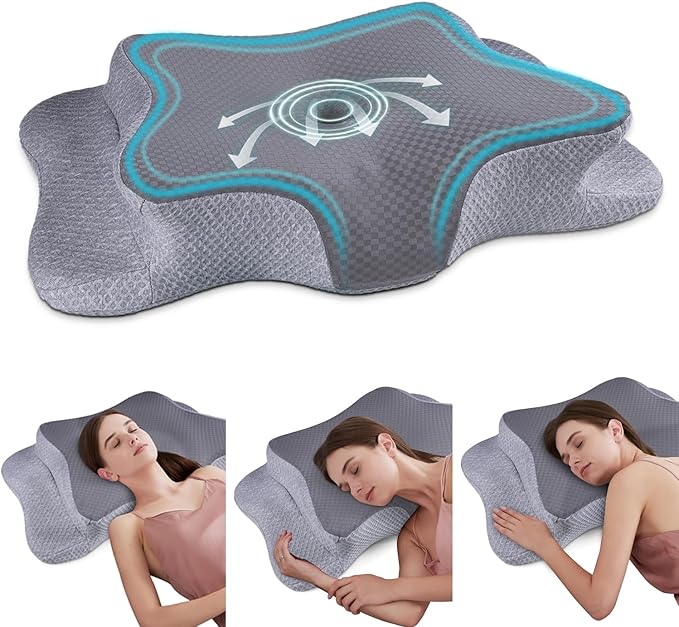Cervical Neck Pillow for Pain Relief Sleeping, Contour Memory Foam Pillow, Ergonomic Side Sleeper Pillow for Adults, Orthopedic Neck Support Pillow for Back Stomach Sleepers-King Size