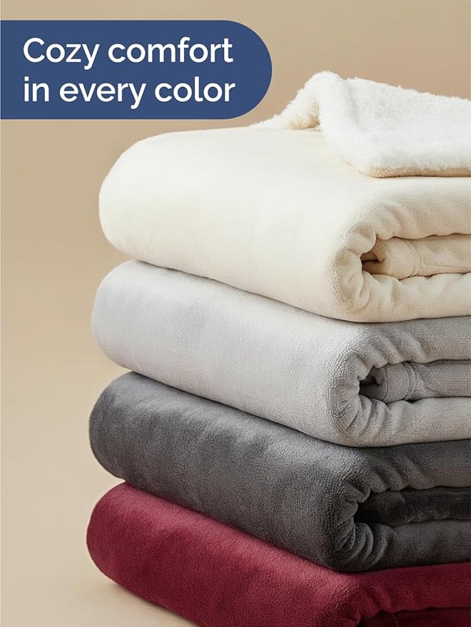 Sherpa Fleece Blanket Queen Size - Reversible Sherpa Fleece Queen Blanket - Super Soft Double Sided for Bed, Sofa, Couch - Thick, Warm, and Plush - Luxurious Bedding for Winter - Dark Grey, 90" x 90"