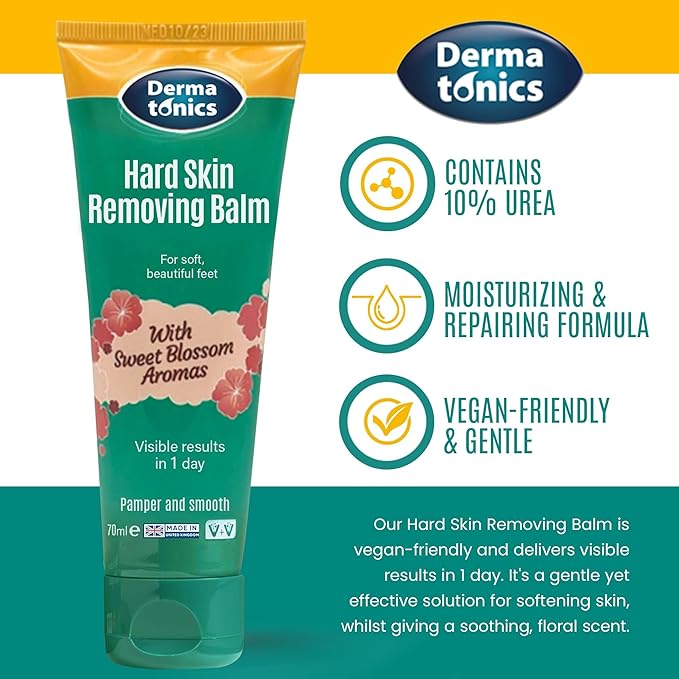 Dermatonics 10% Urea Callus Removing Cream – Removes Hard Skin, Moisturizes and Rehydrates Racked, Rough, Dead and Dry Skin – for Feet, Elbows, and Hands, 2.37 fl oz. Tube, 3 Pack
