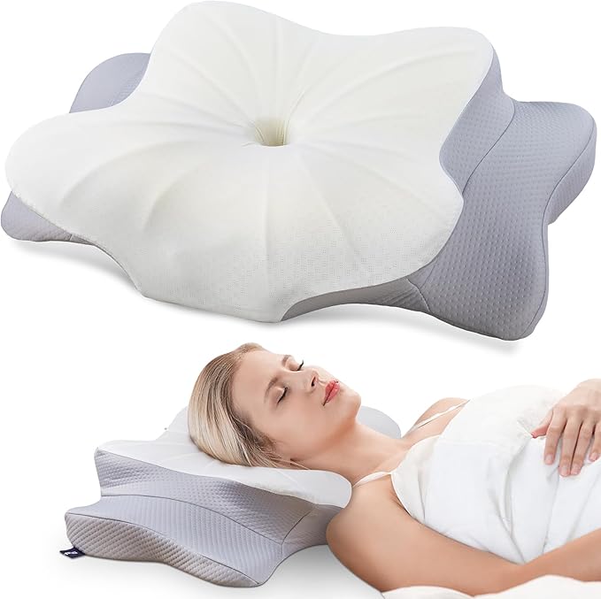 DONAMA Cervical Pillow for Neck and Shoulder,Contour Memory Foam Pillow,Ergonomic Neck Support Pillow for Side Back Stomach Sleepers with Pillowcase-King Size