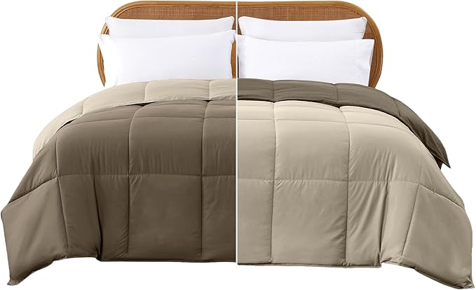 Modern Threads Down Alternative Reversible Comforter Taupe/Champagne California King