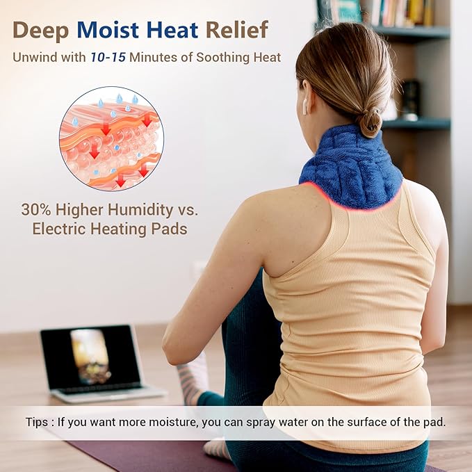 Comfytemp Heating Pad for Neck Shoulders Microwavable, FSA Eligible HSA, 33"×4", Moist Heat Neck Wrap Warmer for Pain Relief, Microwave Heating Pad Warm Compress, Christmas Gifts for Women Seniors