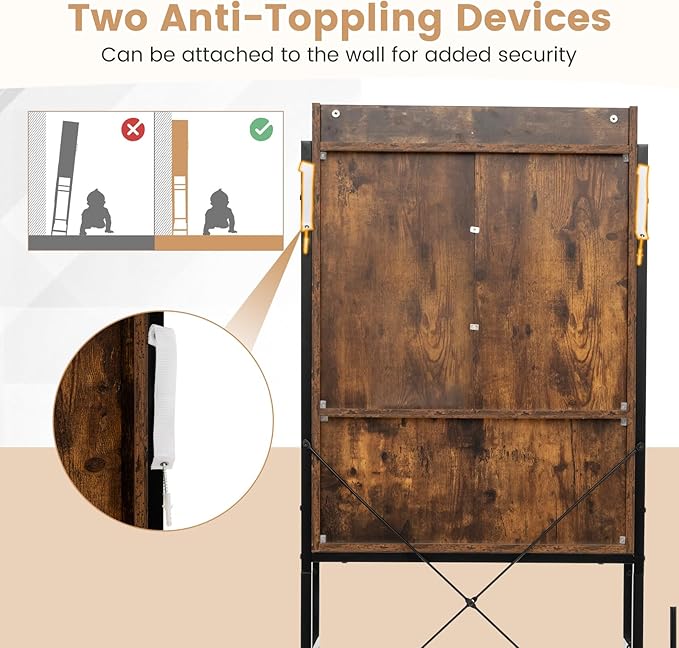 Giantex Over The Toilet Storage Cabinet - Freestanding Bathroom Organizer Rack with Adjustable Shelf, Sliding Barn Door, Paper Holder, Bathroom Space Saver, Above Toilet Storage Cabinet (Brown)