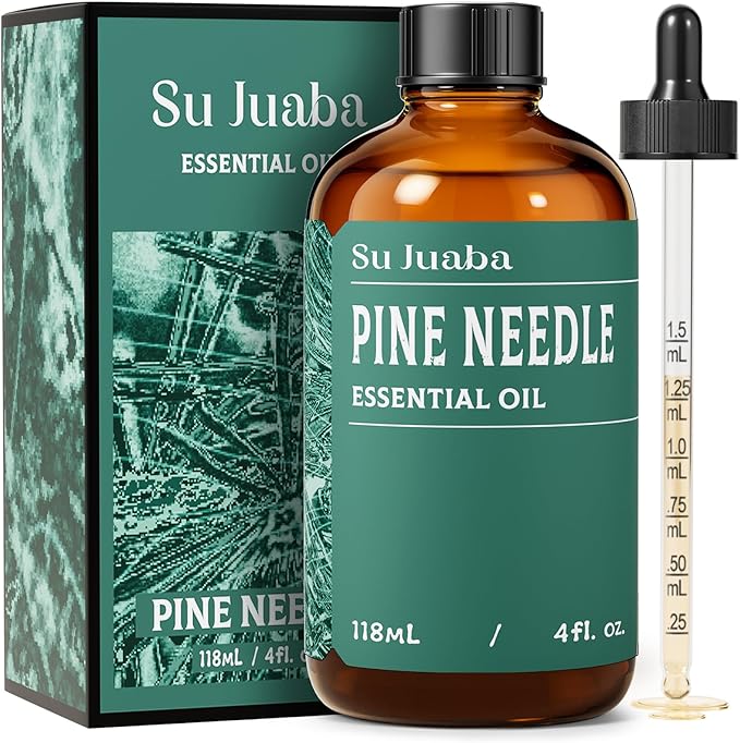SU JUABA 4 Fl Oz Pine Needle Essential Oil, 100% Natural Aromatherapy Oil for Diffuser, Skin, Hair, Candle & Soap Making - 118ML