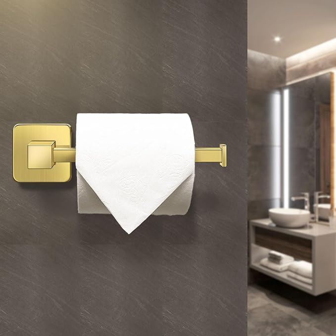 Bathroom Hardware Set 4 Pieces, Stainless Steel Gold Towel Bar Set, Includes 24In Towel Bar, Towel Ring, Robe Towel Hooks,Toilet Paper Holder, Bathroom Towel Rack Set