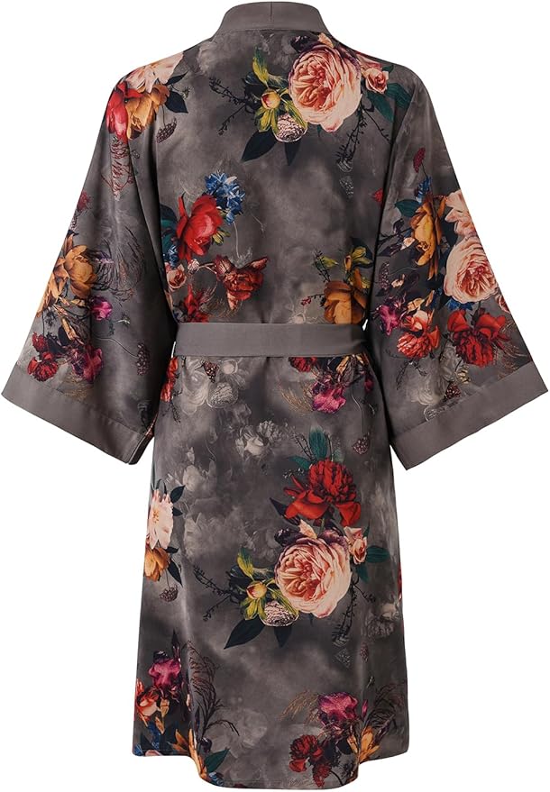 Ledamon Women's Kimono Short Robe for Women - Pocket Floral Bathrobe Nightgown
