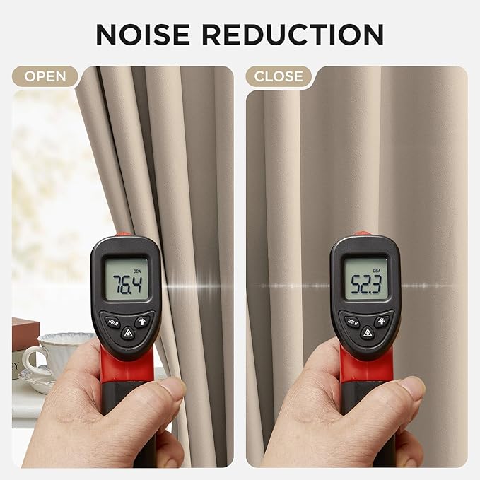 Joydeco Beige 100% Blackout Curtains 102 Inch 2 Panels, Luxury Thermal Beige Velvet Curtains for Bedroom Living Room, Soundproof Blackout Window Drapes, Rod Pocket & Back Tab (52W x 102L)