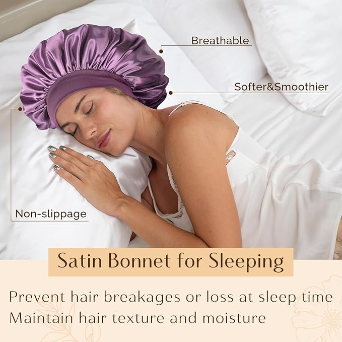 YANIBEST Silk Bonnet for Men Women Hair Bonnet for Sleeping Double Layer Satin Bonnet for Natural Curly Hair Unisex Sleep Cap