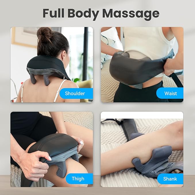 COMFIER Christmas Gift for Women Men Mom Dad,4D Neck and Shoulder Massager with Heat, Cordless Shiatsu Back and Neck Massager for Pain Relief,Hands-Free Massager with Carry Bag