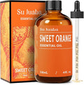 SU JUABA Orange Essential Oil 4 Fl Oz, 100% Pure Natural for Mood Boost, Diffuser, Skin Care, Aromatherapy- 118ML