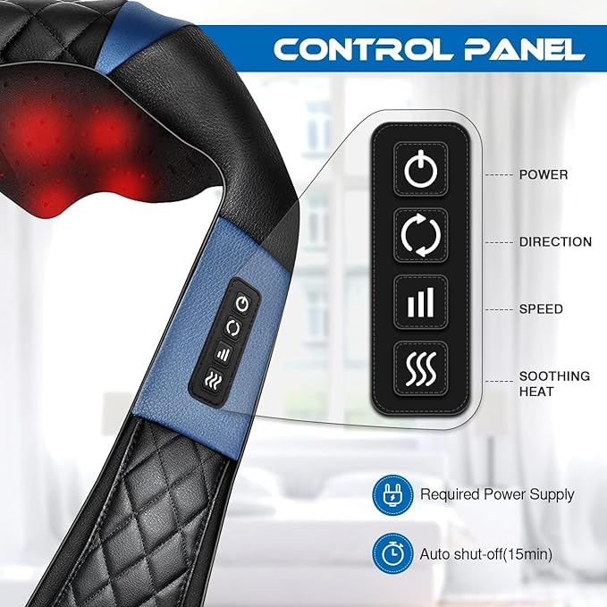 Shiatsu Neck and Back Massager with Heat, Electric Deep Tissue 4D Kneading Massage Pillow for Shoulder, Leg, Body Muscle Pain Relief, Home, Office, and Car Use - Best Gifts for Women Men Mom Dad