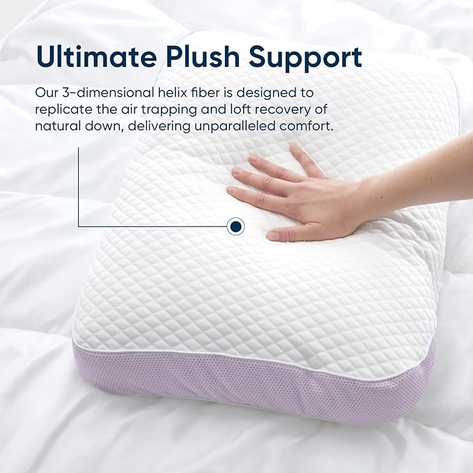 Vesta PurpleZen Eco-Luxe Down Pillow, Supportive, Adaptable, and Plush Pillow for Back, Stomach, or Side Sleepers, Washable Cooling Cover, Medium Profile (4.5" Height) & Soft (Pack of 1)