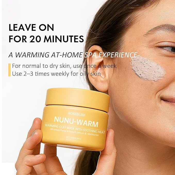 Warming Clay Facial Mask for Deep Pore Cleansing – Self-Heating Mud Mask for Face, Purifying & Pore-Refining Treatment, Helps Remove Blackheads, Improves Skin Texture, Spa-Like Care, 4.94Oz