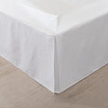 Queen Bed Skirt, Wrap Around Bed Skirt with Pleated Corner, 18 Inch Drop Pleated Waffle Weave Bedskirts, Anti-Slip, Microfiber, White, 18'' Queen
