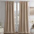 Joydeco Toffee Brown Velvet Curtains 96 Inches 2 Panels, Luxury Thermal Insulated Soft Brown Curtains for Bedroom & Living Room, Room Darkening Velvet Drapes, Rod Pocket (52W x 96L)