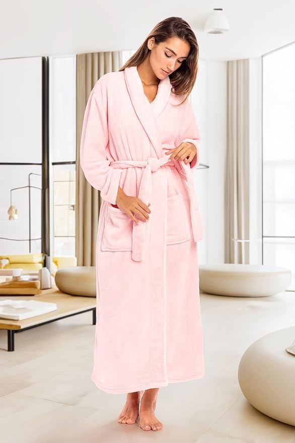 Alexander Del Rossa Plush Robe for Women, Long Fleece Winter Bath Robe, Plus Size
