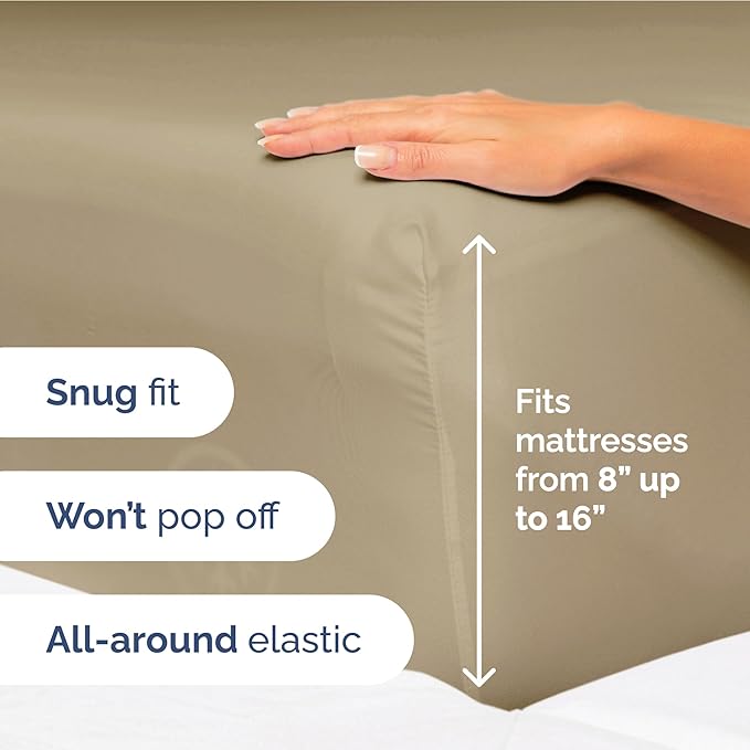 Twin XL Size 3 Piece Sheet Set - Extra Soft, Breathable and Cooling Sheets - Hotel Luxury Bed Sheets for Women & Men - Deep Pockets, Easy-Fit & Wrinkle-Free Sheets - Light Caramel Oeko-Tex Bed Sheets