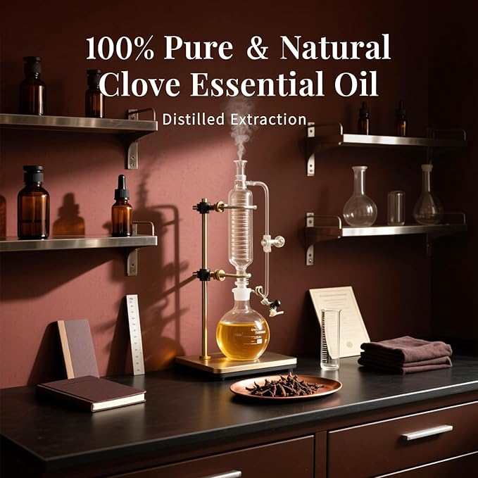 SU JUABA Clove Essential Oil 4 Oz, 100% Pure & Natural Aromatherapy Oil for Oral Care, Teeth & Gums, Diffuser, Skin, Hair - 118ML