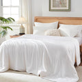 Globon Summer Comforter Oversized King Size,Luxurious Lightweight Blanket Keep Cool for Hot Sleepers,Natural Bamboo Viscose Shell,Organic Breathable Fill,Double Stitch,White