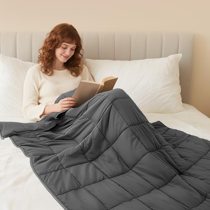 Weighted Blanket for Adults (20 lbs, 60" × 80", Dark Grey) Queen Size Heavy Blanket for 190-210lbs, Breathable Weighted Throw Blanket with Glass Beads for All Season, Washable