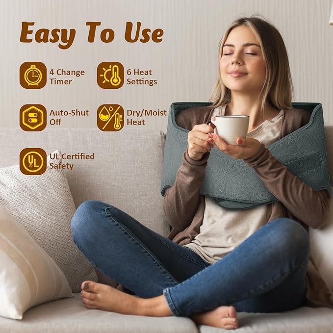 Heating Pad for Back Pain Relief, Wrap Around Heating Pad for Period Cramps, Large Moist Heat Pad for Full Body, Christmas Gifts for Women Men Mom Dad Lady Seniors, Stocking Stuffers for Adults