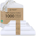 Threadmill 100% American Supima Cotton Sheets King Size - 1000 Thread Count, 4Pc King Size Sheet Set, Smooth Sateen Sheet, Ultra Luxury Bed Sheet, 17" Deep Pocket King Sheet Set - White Sheets