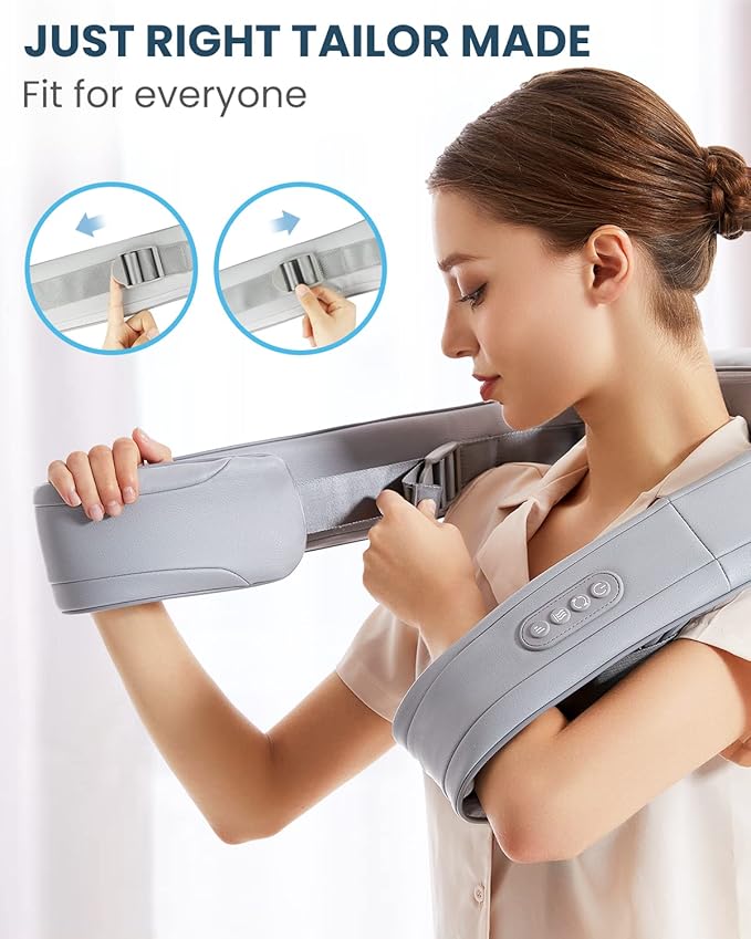 Nekteck Neck Massager for Pain Relief Deep Tissue, Shiatsu Back Massager with Soothing Heat, Electric Deep Tissue 3D Kneading Massage Tools for Shoulder Muscle, Adjustable Heat and Straps