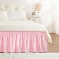RIMELA Pink Bed Skirt Queen Size 18 Inch Drop, Elastic Bed Skirting for Bed Base and Frame, Bedding Dust Ruffle Easy to Install, Lightweight Wrap Around Adjustable Bedskirt