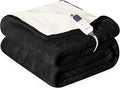 Heat Blanket 62”x84” Twin Size,Soft Flannel & Sherpa Reversible Electric Blanket with 10 Heat Settings,12 Timer Setting and 8 Hours Auto-Shut Off,ETL Certified Machine Washable,Black