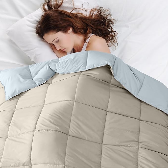 Modern Threads Down Alternative Reversible Comforter Beige/Light Blue King