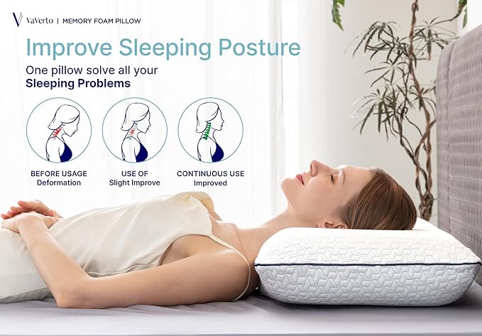 Cooling Gel Memory Foam Pillow | 1-Pack | Standard Size Bed Pillows For Sleeping | Medium-Firm | Back, Stomach and Side Sleeper Pillow | Shoulder & Back Pain Relief | Washable , Bamboo Viscose Cover