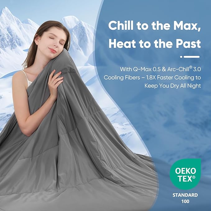 Elegear Revolutionary Cooling Comforter Twin Absorbs Body Heat to Keep Cool, Cooling Blanket for Hot Sleepers Japanese Arc-Chill 3.0 Cool Tech Fabric Summer Comforter Hypo-Allergenic Cool Quilt - Gray