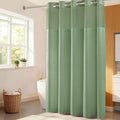 River Dream Sage Green Fabric Shower Curtain Set, Cotton Blend, Waffle Weave, with Snap in Replacement Liner，71 x 86 inches
