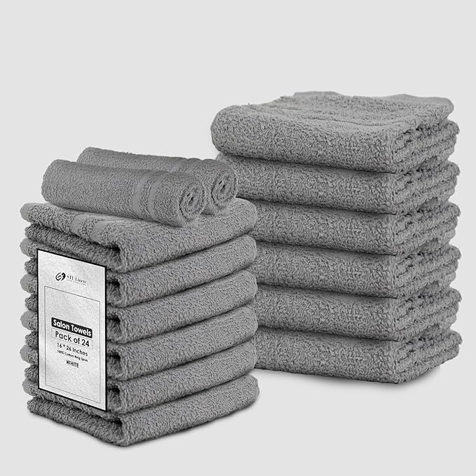 24 Pack Dark Grey Hand Towel 100% Cotton Spa Towel – 16x27 inches Highly Absorbable Facial Towels Gym, Hair Towel and Face Towel Bulk Small Towels (Not Bleach Proof)