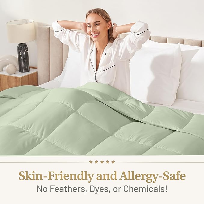 The Ultimate Luxury Fluffy Down Alternative Comforter Plush Premium Duvet Insert Thick Comforter All Season Breathable Hotel Collection Puffy Comforter (Queen Sage Green) …