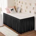 RIMELA Dorm Bed Skirt Twin XL 25 Inch Drop, Extra Long Wrap Around Elastic Bed Skirts Easy to Put On Twin Size Dust Ruffle, Black Bedskirt for Adjustable Bed Base Solid Silky Fabric Machine Washable