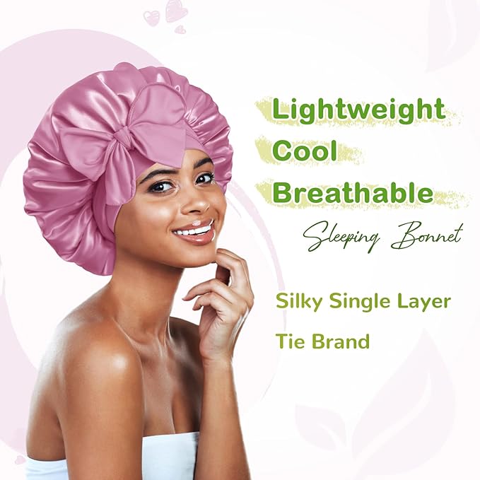 Bonnet Queen Silk Bonnet Satin Bonnet Hair Bonnet Silk Hair Wrap Tie Bonnet for Sleeping Sleep Bonnet Night Cap for Women Curly Hair