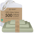 Threadmill - Twin XL Sheets Set Soft 100% Cotton Cooling Sheets Deep Pocket Snug Fit Elastic, 500 Thread Count, 3-Pc, Hotel Quality Bed Sheets, Beats Egyptian Cotton Claim (Sage)