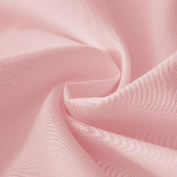 MEILA Wrap Around Bed Skirt Three Fabric Sides Elastic Dust Ruffled 18 Inch Tailored Drop,Easy to Install Fade Resistant-Pink, Queen/King