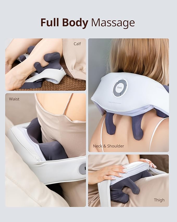Shiatsu Neck and Back Massagers with Heat, 150 Mins Uses, 4 Modes & Adjustable Massage Head, Electric 3D Deep Tissue Kneading for Shoulder, Leg, Muscle Soreness, Pain Relief, Relaxation for Women, Men