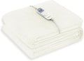 Wapaneus Foot Pocket Heated Blanket Electric Throw with 10 Heating Levels and Auto Shut Off,Flannel Fast-Heating Heated Throw 50" x 60",ETL Listed Machine Washable,Ivory