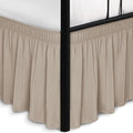 Biscaynebay Wrap Around Bed Skirts with Split Corners for Full Beds 16" Drop, Light Camel Elastic Dust Ruffles Adjustable Easy Fit Wrinkle & Fade Resistant Silky Luxurious Fabric Machine Washable