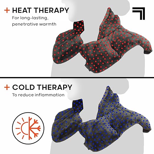 Sharper Image Heated Neck & Shoulder Wrap - Microwavable Warm & Cooling Plush Pad, Scented Aromatherapy (100% Natural Lavender & Herb Spa Blend), Pain Tension Headache Relief Therapy, Gift for Women
