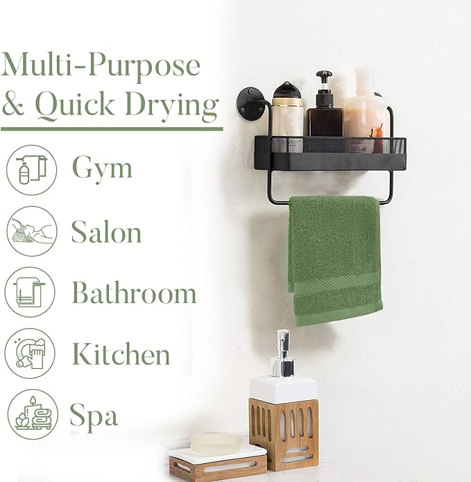 DAN RIVER 12-Pack Premium 100% Cotton SAGE Green Face Towels – Reusable Face Towel Set, Soft & Absorbent Body wash Cloths – Hand and Face Towels, 550 GSM (12x12 in)