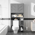 Meilocar Farmhouse Storage Cabinet Over Toilet with Toilet Paper Holder Stand, Freestanding Bathroom Storage Organizer Cabinet, Grey