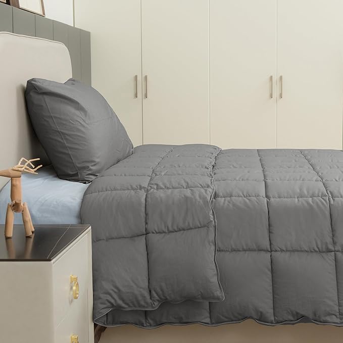 sunflower Comforter Duvet Insert Full Size Steel Gray Down Alternative Filling 100% Cotton Shell All Season Hypoallergenic Warm Breathable Noiseless Machine Washable with Corner Taps