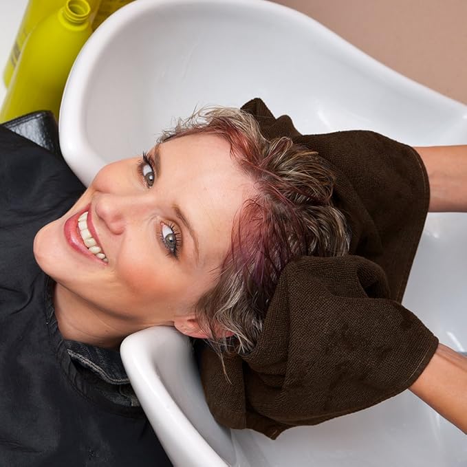 Arkwright Bleach Proof Salon Towels - Pack of 12 - Highly Absorbent, 100% Cotton, Quick Dry Spa Face Towel for Hair Stylist, Barber, Pedicure, and Esthetician, 16 x 28 in, Brown